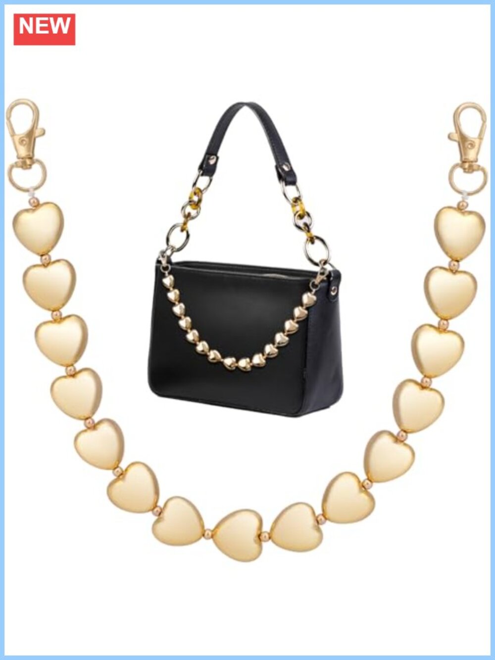 Metal Heart Purse Chain Strap Extender Replacement Handbag Accessory